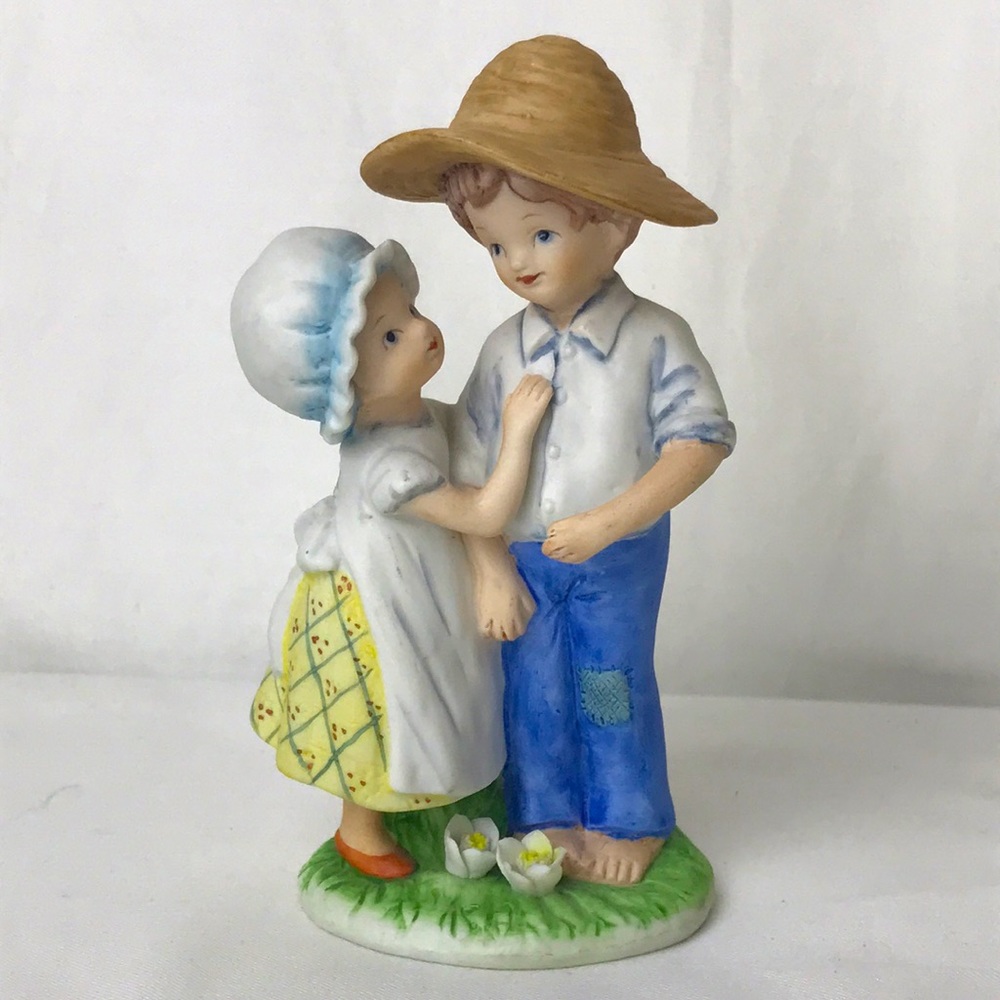 Lefton boy and girl hand painted china figurine